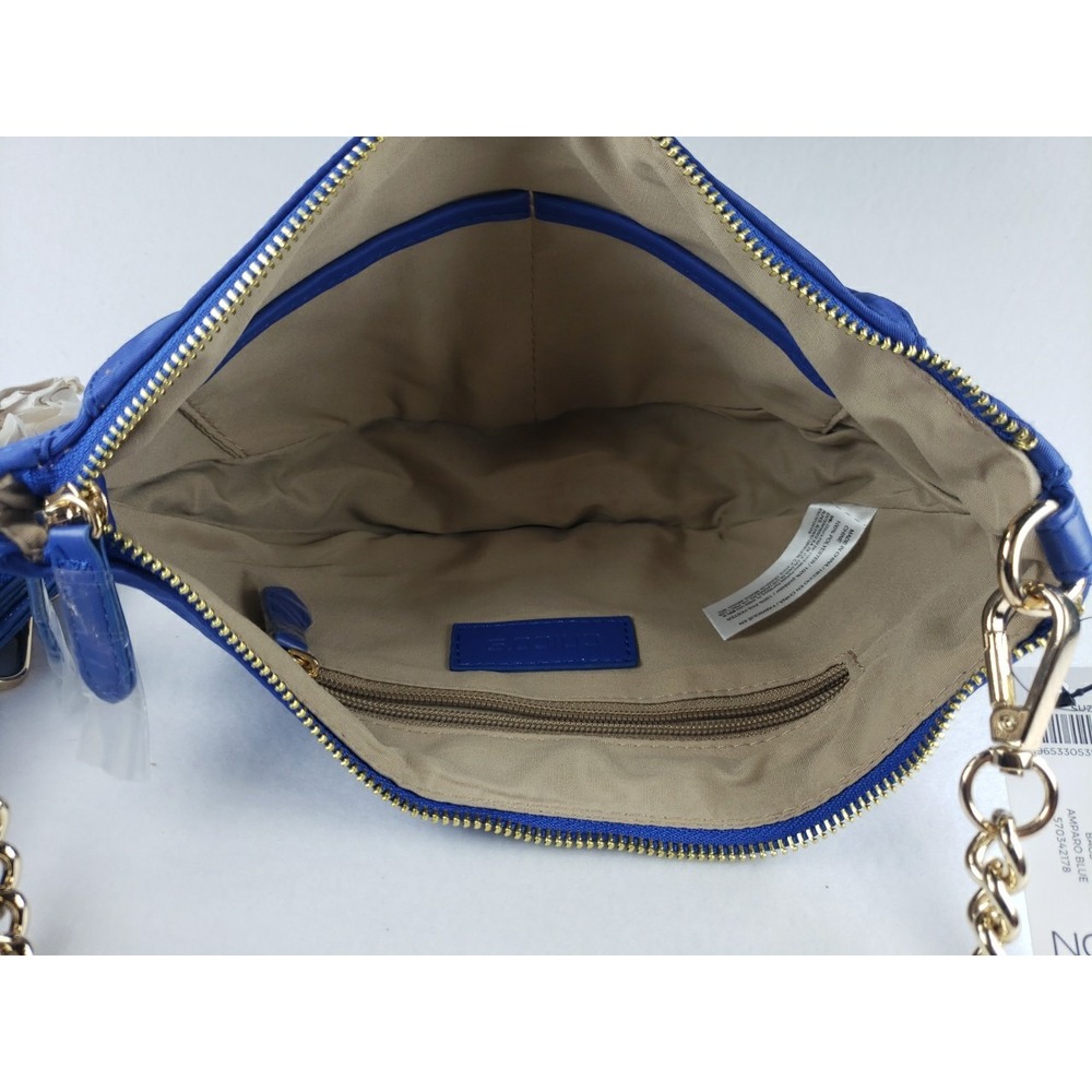 Chico's Crescent Crossbody Bag Bright Blue Gold Hardware Chain Handle Xtra Strap - Picture 10 of 14